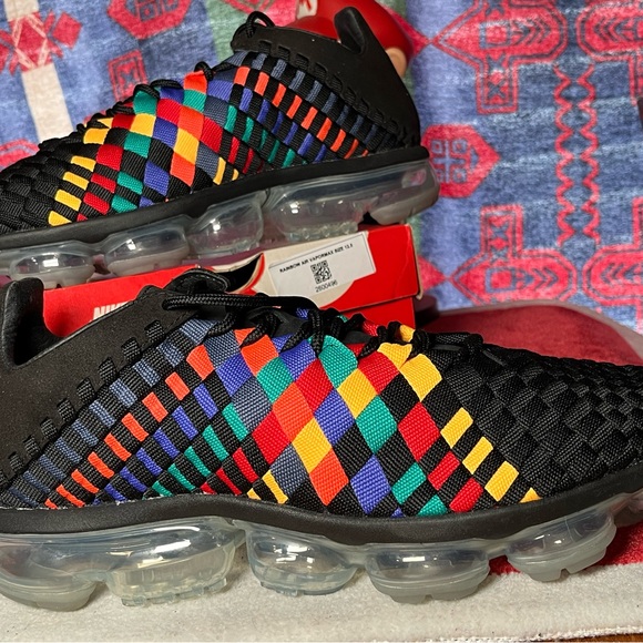 New 12.5 Nike Air VaporMax Inneva Rainbow Woven Black Multicolor AO2447-001 Men